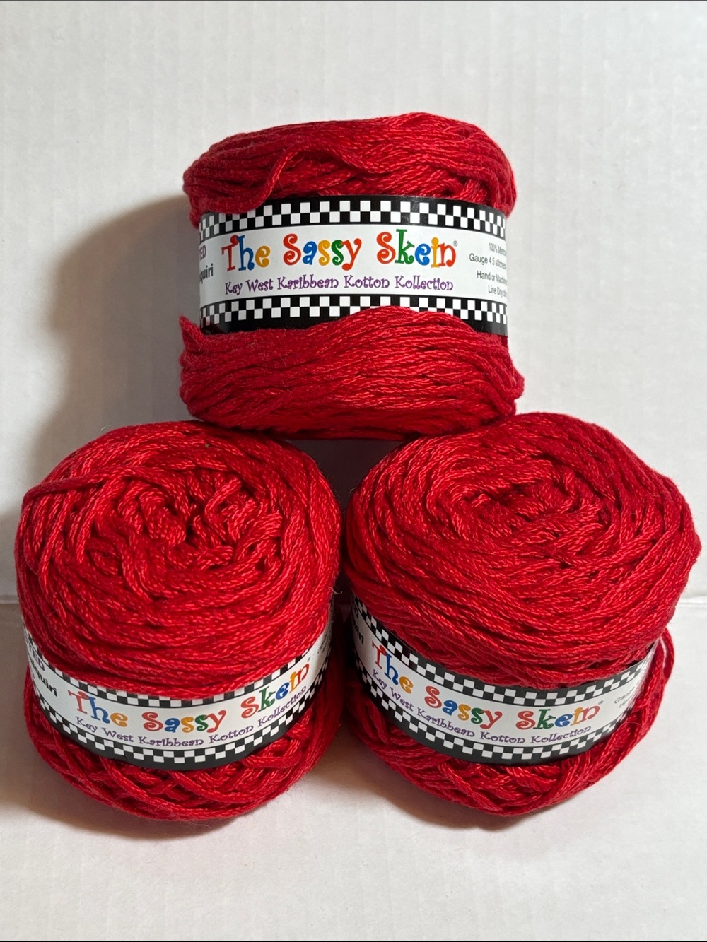 Bright Red Cotton Yarn - 3 Pack